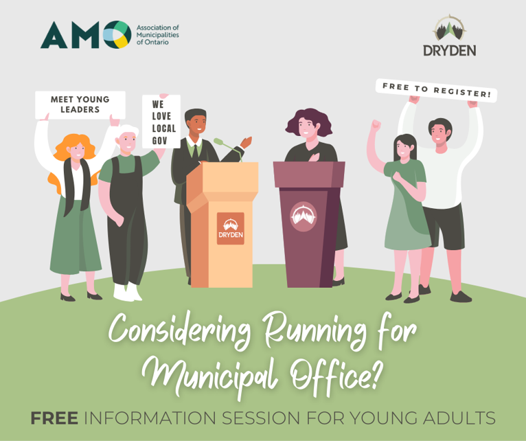 Poster encouraging youth to sign up for an informational session for municipal office.