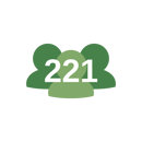 Number 221 with background of green shade of people images